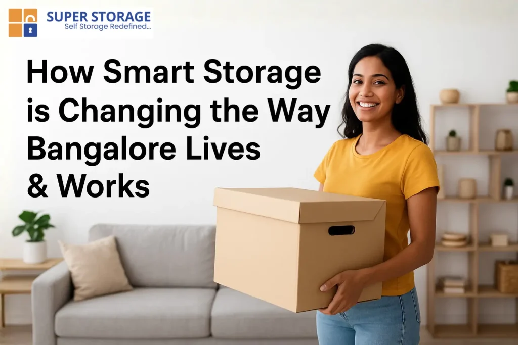 Illustration showing how Household Storage Services in Bangalore help simplify urban living by providing secure, organized and space-saving storage solutions