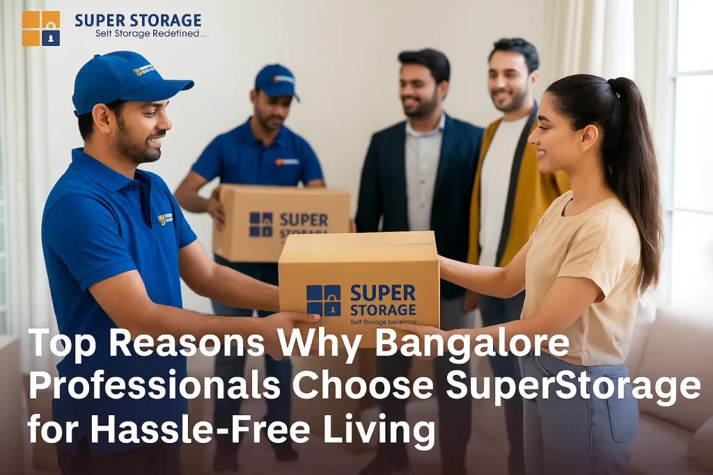 Indian professionals using SuperStorage in Bangalore for secure and hassle-free storage solutions at their home and office.