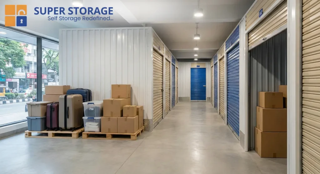 Where can I store my belongings in Bangalore – secure storage units by SuperStorage with clean and well-organized storage spaces.