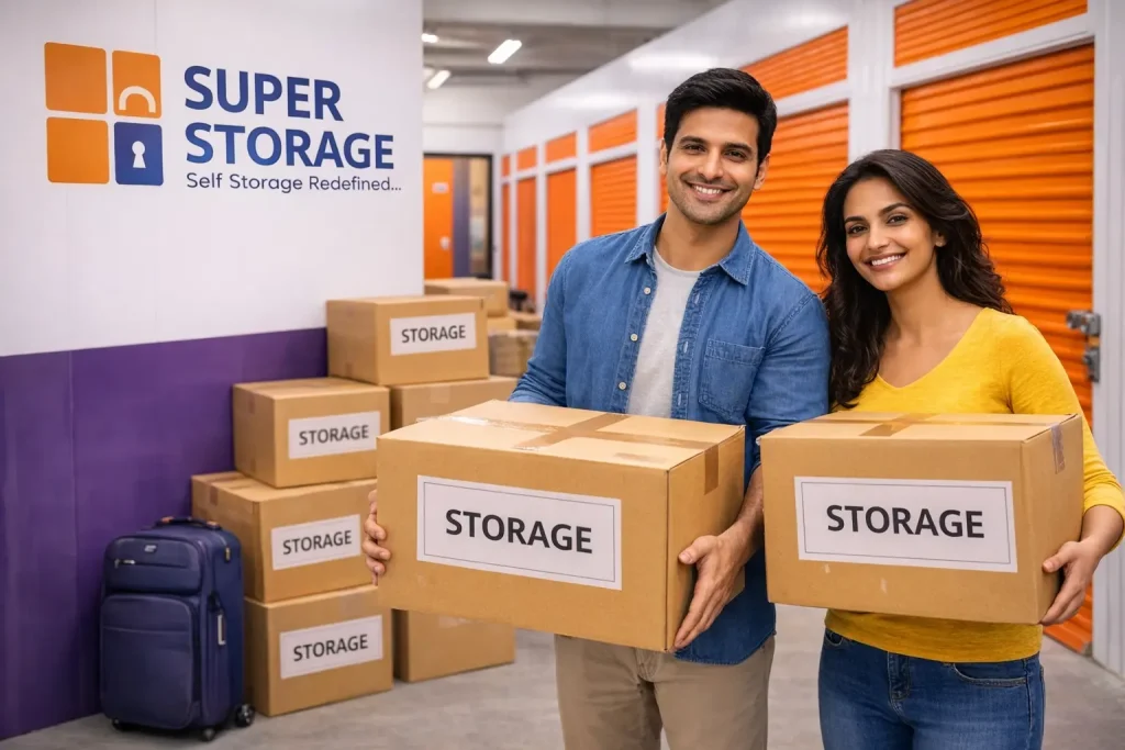 Couple using Super Storage services in Bangalore to store household belongings safely