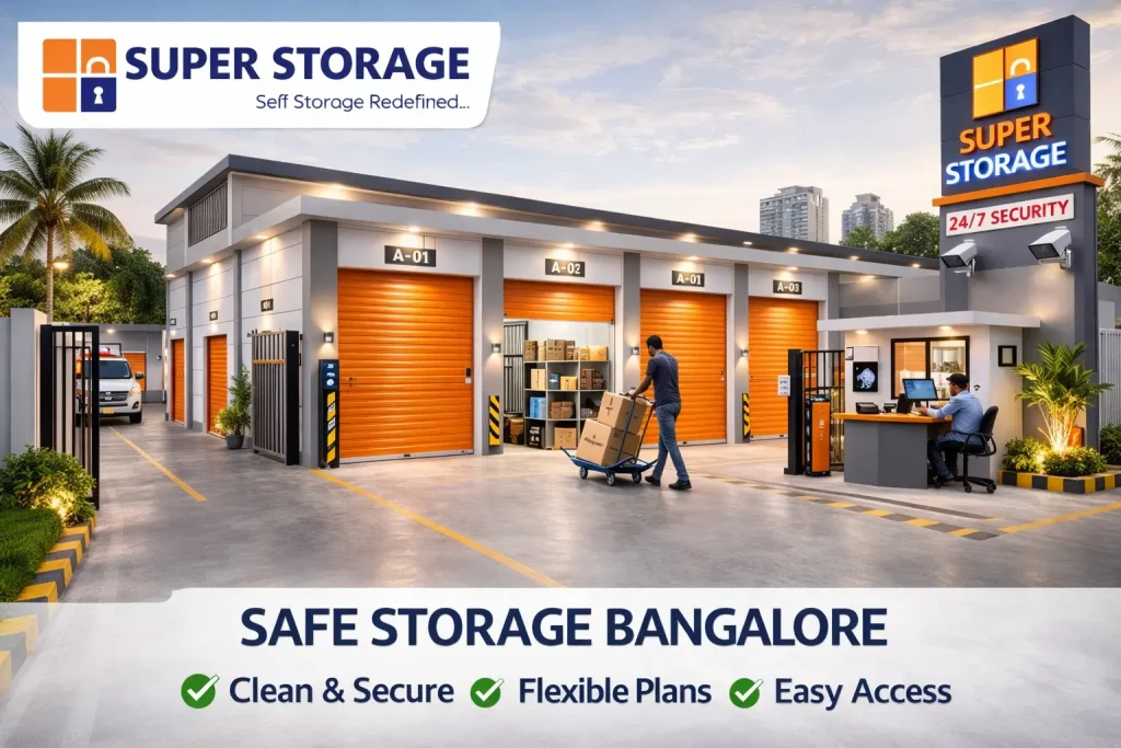 Safe storage Bangalore facility with secure units and SuperStorage branding