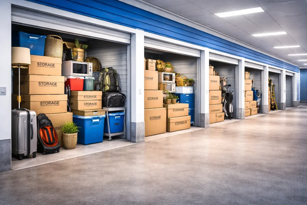 Long view of multiple self storage rooms in a safe warehouse in Bangalore