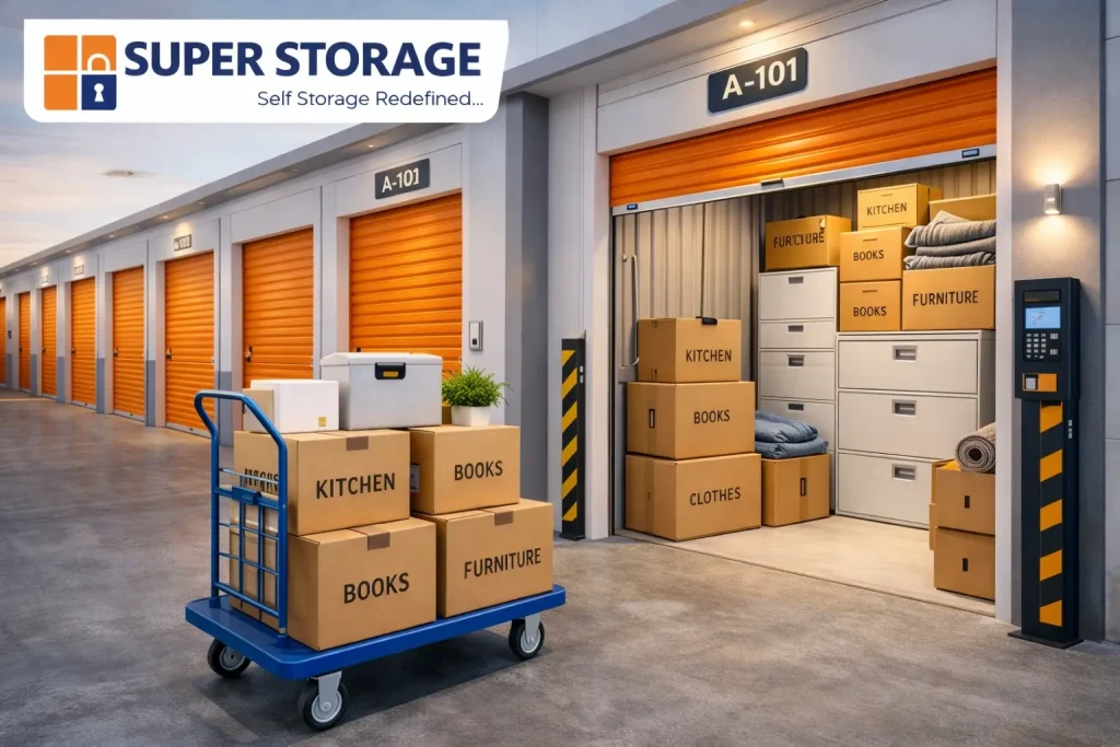 Affordable household storage cost in Bangalore with secure and clean storage units at SuperStorage