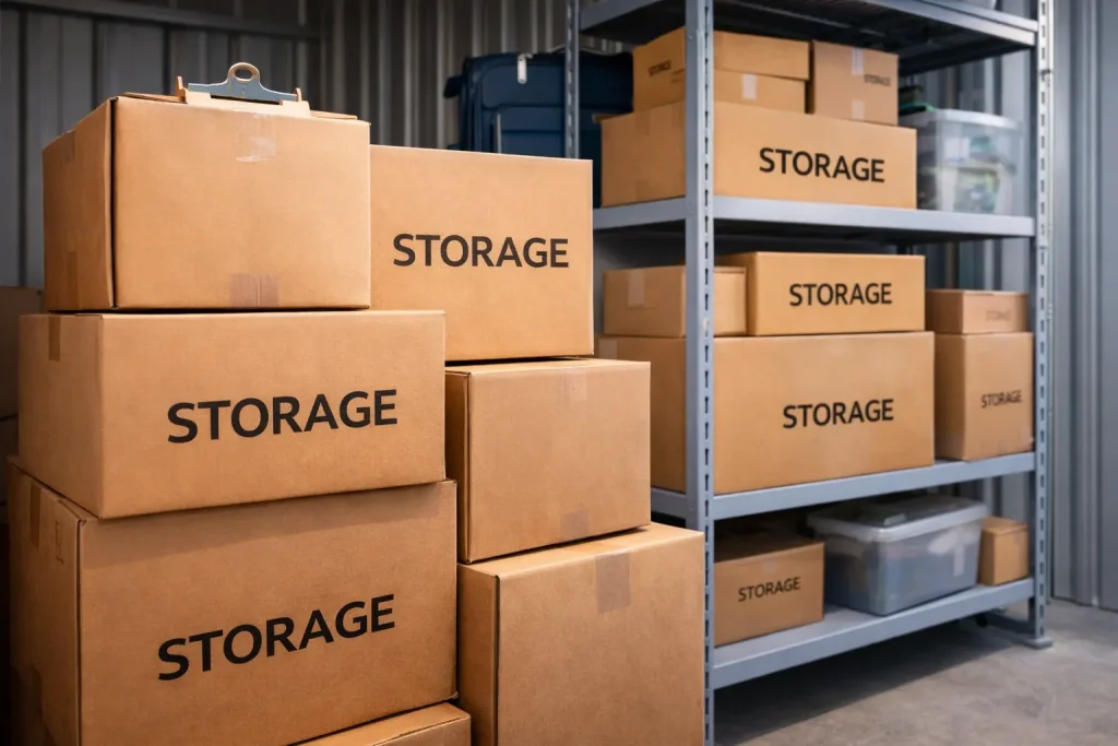 self storage price comparison showing household items stored in a secure SuperStorage facility