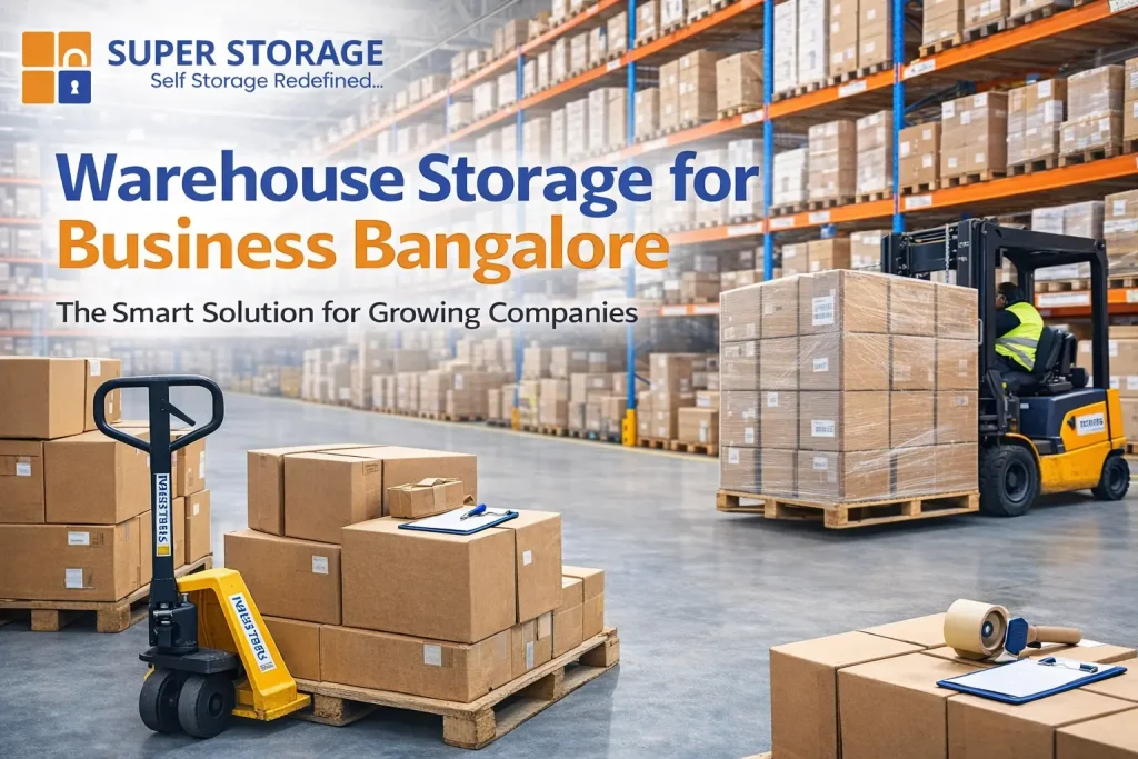 Warehouse storage facility for business in Bangalore with organized inventory and secure storage solutions by SuperStorage